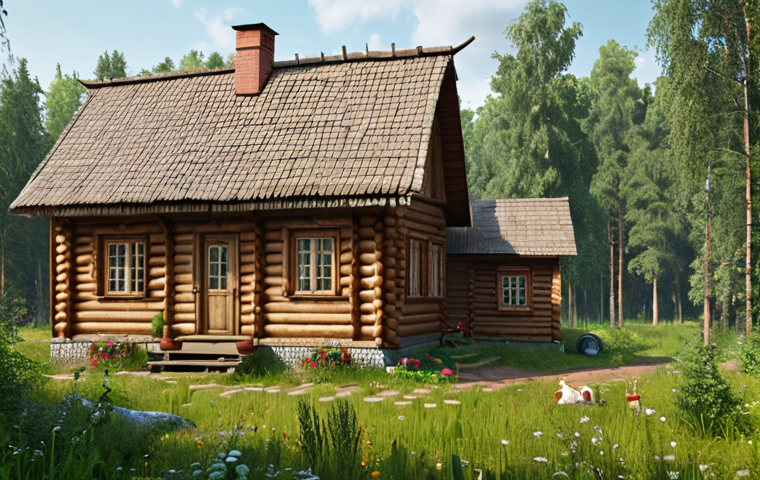 **Image Prompt:** Cozy eco-estate in the Tver region, showcasing rural tourism activities. Include elements of nature, possibly volunteers working, and a welcoming atmosphere, inspired by the "Derevenskiy Shik" blog. Focus on capturing the essence of a Russian countryside retreat.