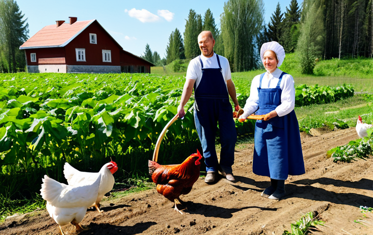 Agrotourism Scene**

"A family participating in a traditional Russian farming activity, like harvesting vegetables in a garden or feeding chickens on a farm. The scene takes place on a sunny day with a charming wooden farmhouse in the background. Everyone is fully clothed in appropriate, modest farming attire. Focus on the joy and connection to nature. Perfect anatomy, correct proportions, natural pose, safe for work, appropriate content, family-friendly, high quality, professional."

**