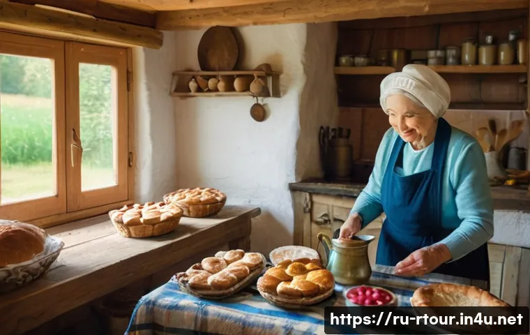 농촌관광기획사 업무 체험 사례 - **Prompt:** A cozy, authentic Russian "Бабушкина усадьба" (Grandma's Estate) in a picturesque rural ...