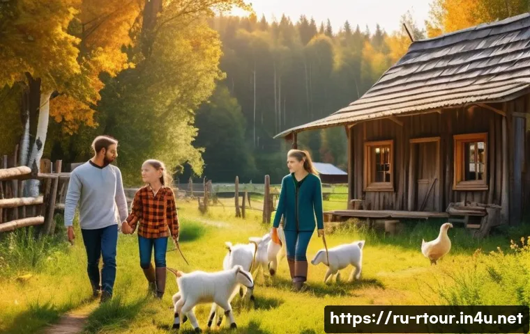 농촌관광기획사 실무 문제 해결법 - A serene countryside scene featuring a young family with children dressed in casual outdoor clothing...