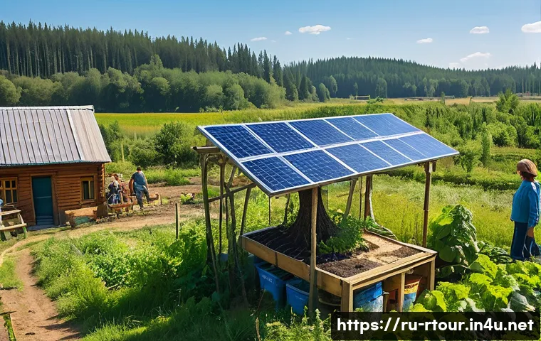 농촌관광기획사 업무와 관련된 트렌드 - A vibrant rural eco-farm scene in Russia during late summer, showcasing organic vegetable gardens wi...